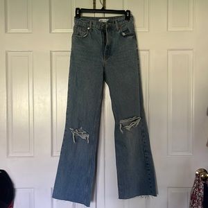 ZARA Ripped Wide Leg Jeans / Size 0